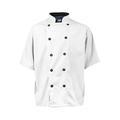 Kng Medium Men's Active White Short Sleeve Chef Coat 2124WHBKM